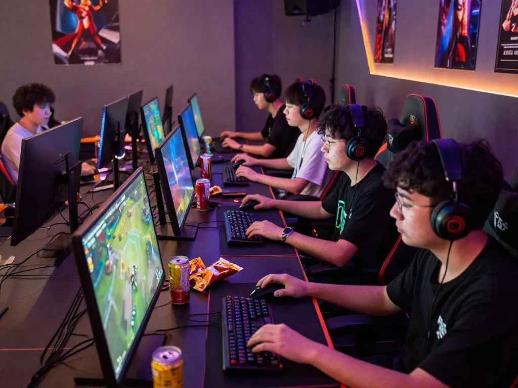 Cổng game hitclub players immersed in an exciting online gaming tournament, showcasing vibrant graphics and competitive atmosphere.