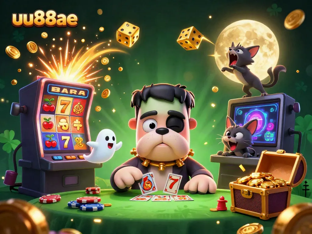 uu88ae players enjoying a thrilling casino experience with vibrant characters and lively elements around them