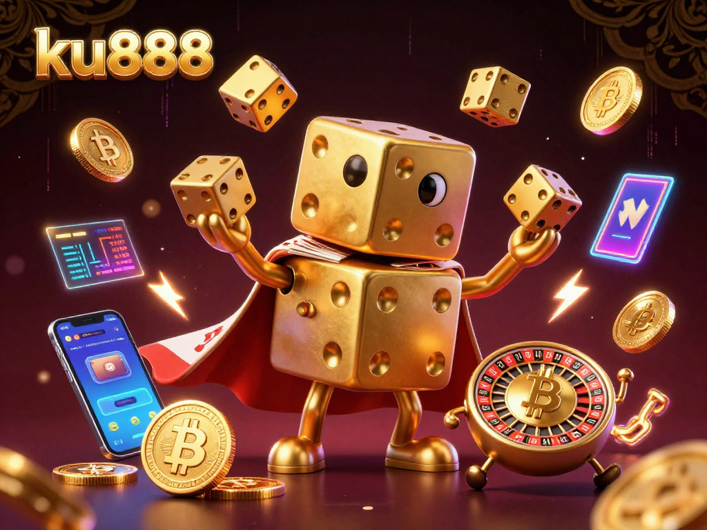 Engage with ku888's exciting gaming experience featuring lively characters and vibrant digital elements.