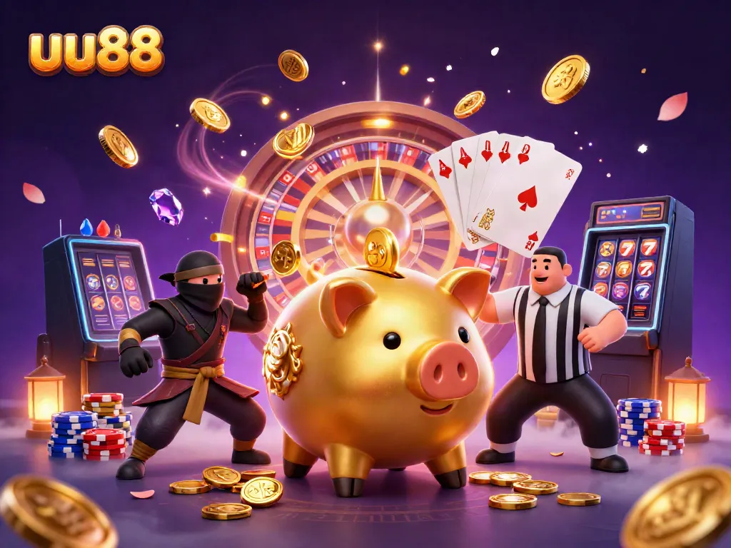 Experience thrilling gameplay with uu88 featuring a dynamic sumo wrestler and vibrant casino elements.