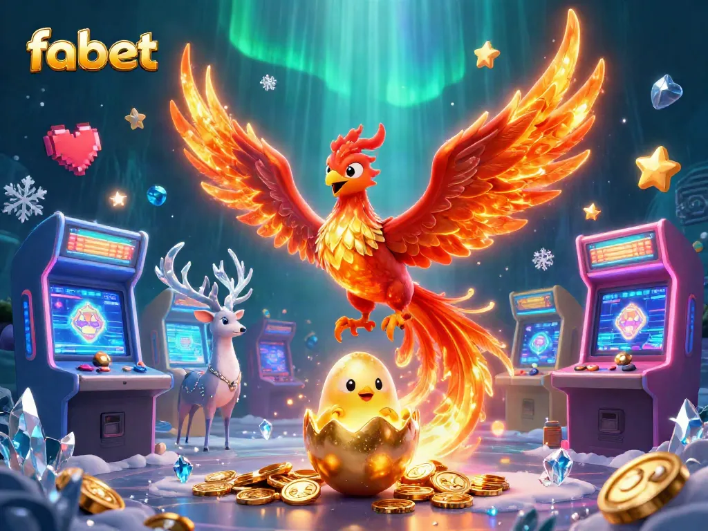 Experience fabet's vibrant casino magic with a flaming phoenix and exciting game elements.