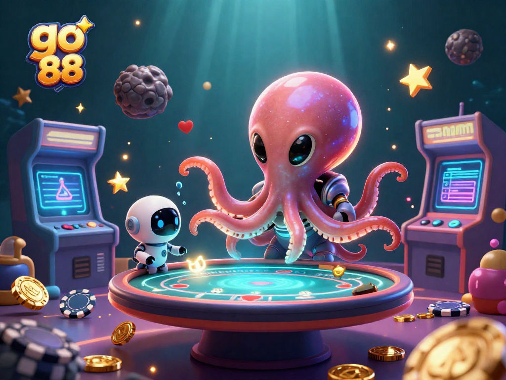 Experience thrilling gameplay at go 88 with a vibrant casino-themed 3D illustration showcasing excitement and fun.