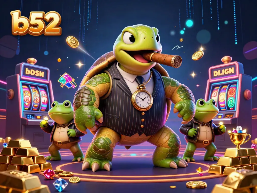 Engage the b52 casino with vibrant characters and dynamic slot machine action illuminated with gold