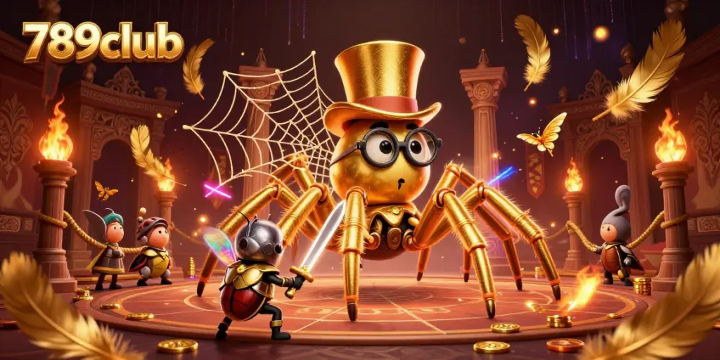 Immerse in the thrilling world of 789club with the golden tarantula’s captivating casino web.