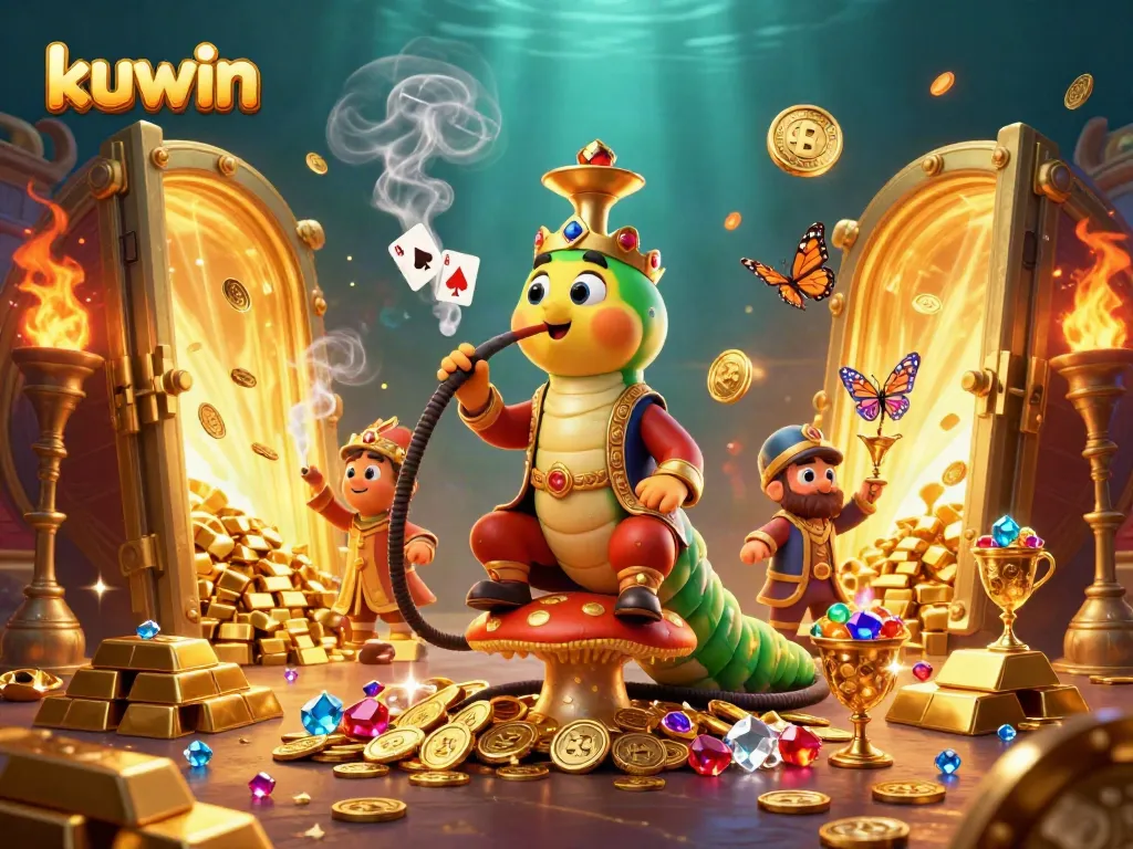 Kuwin's thrilling casino adventure featuring vibrant treasures and a playful caterpillar master.