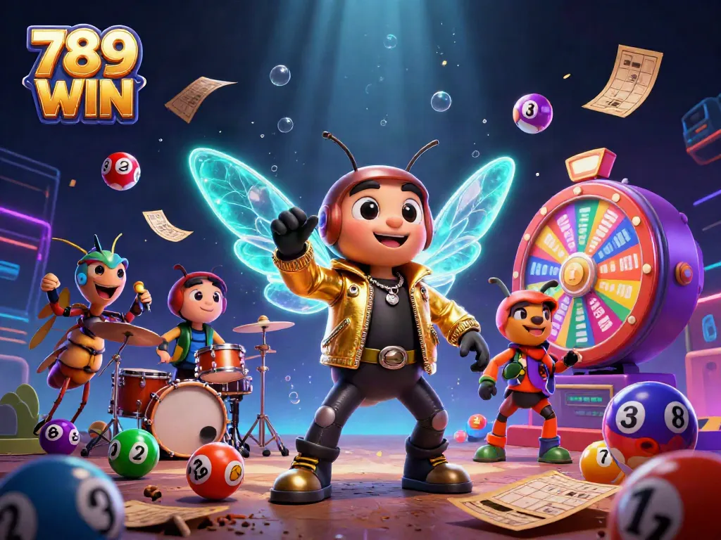Experience the vibrant world of 789 WIN with dynamic lottery elements and colorful characters.