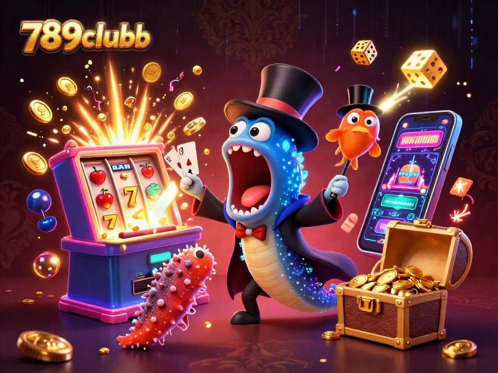 Join the excitement at 789clubb with a thrilling underwater casino scene featuring vibrant games and characters.