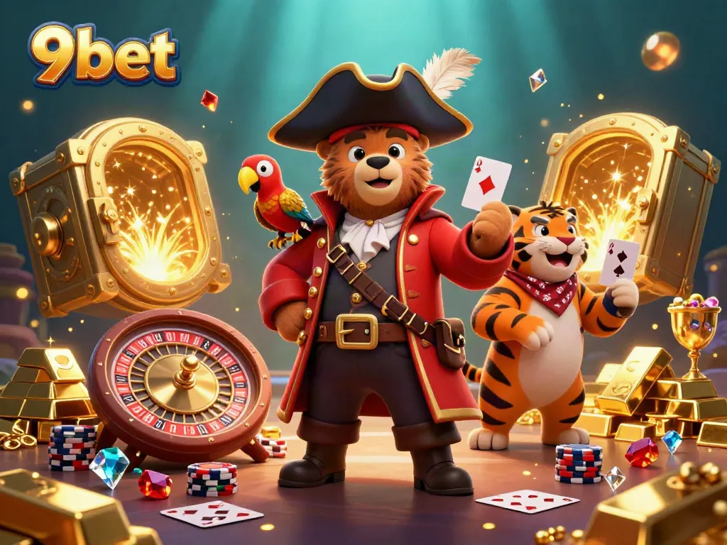 Join the thrilling action of 9bet live casino with a vibrant illustration of a pirate-themed adventure.